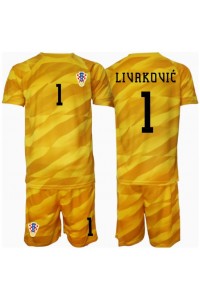 Fotbalové Dres Chorvatsko Dominik Livakovic #1 Brankářské Dětské Domácí Oblečení ME 2024 Krátký Rukáv (+ trenýrky)
